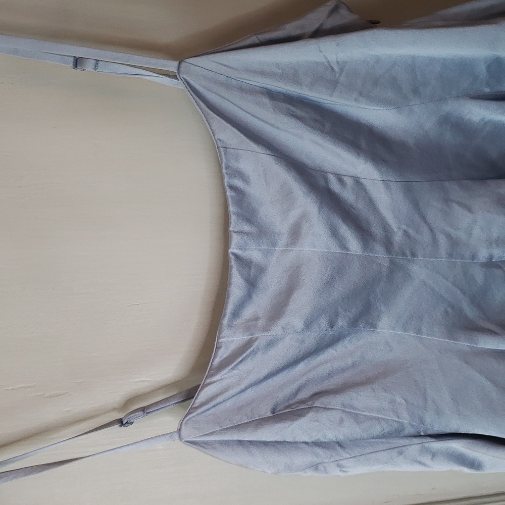 Club Monaco Mulberry Silk Light Baby Blue Camisole Cropped Flounce Tank Top 6 - Picture 4 of 15